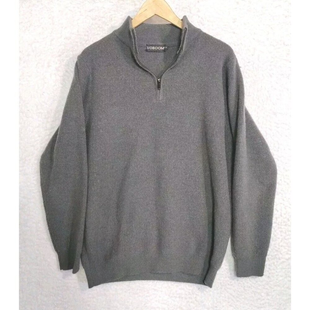 Voboom Sweater Men's Size Large 1/4 Zip Gray